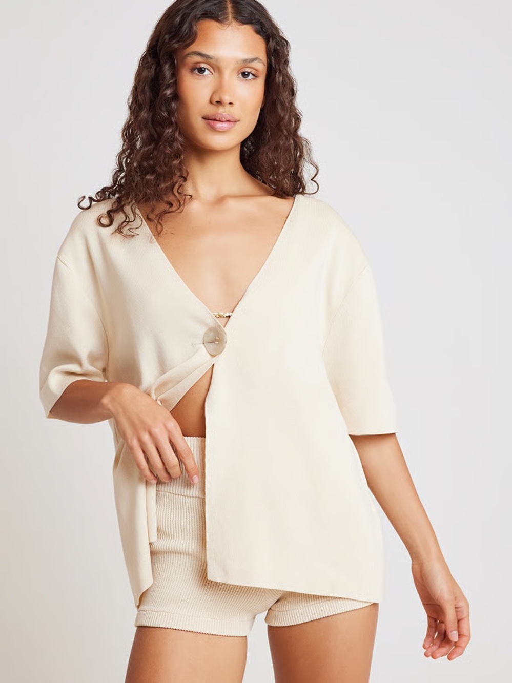 ELCE SWIM 2-Piece Knit Set | Inka Button Top (XS/S) & Sol Ribbed-Knit Shorts (M)
